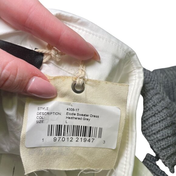 Ser.O.Ya Elodie Sweater Dress Large Gray Off Shoulder Ribbed Knit NWT - Picture 7 of 7